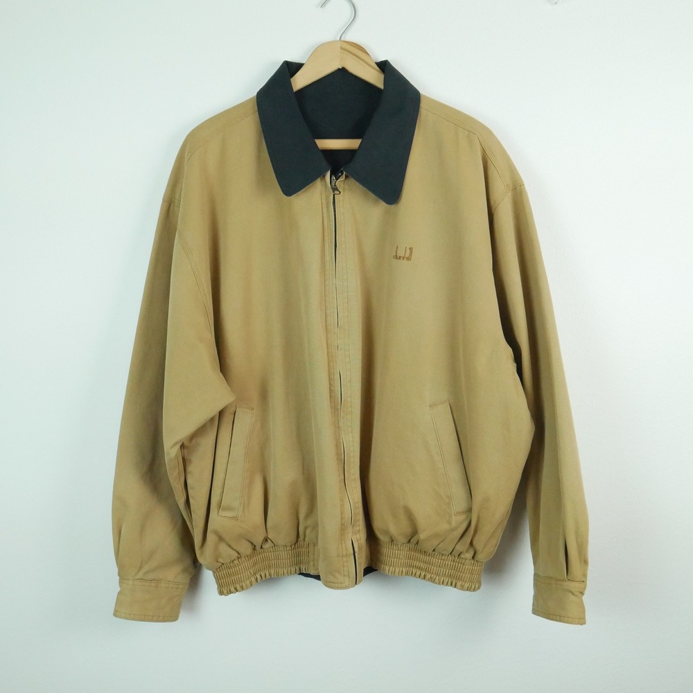 Dunhill Reversible Harrington Golf Jacket Mens XXL Tan Black Full Zip Cotton